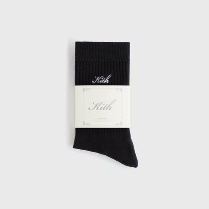 Women Kith Kith Women Script Classic Crew Socks - Black