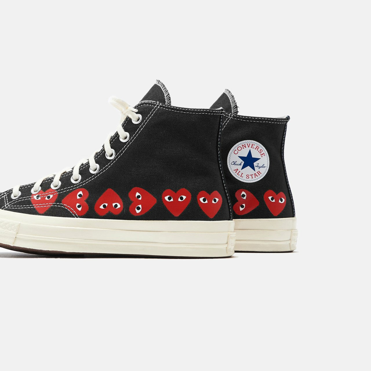 Men Kith Comme Des Garçons Play x Converse Multi Heart High Top - Black / Red