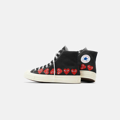 Men Kith Comme Des Garçons Play x Converse Multi Heart High Top - Black / Red