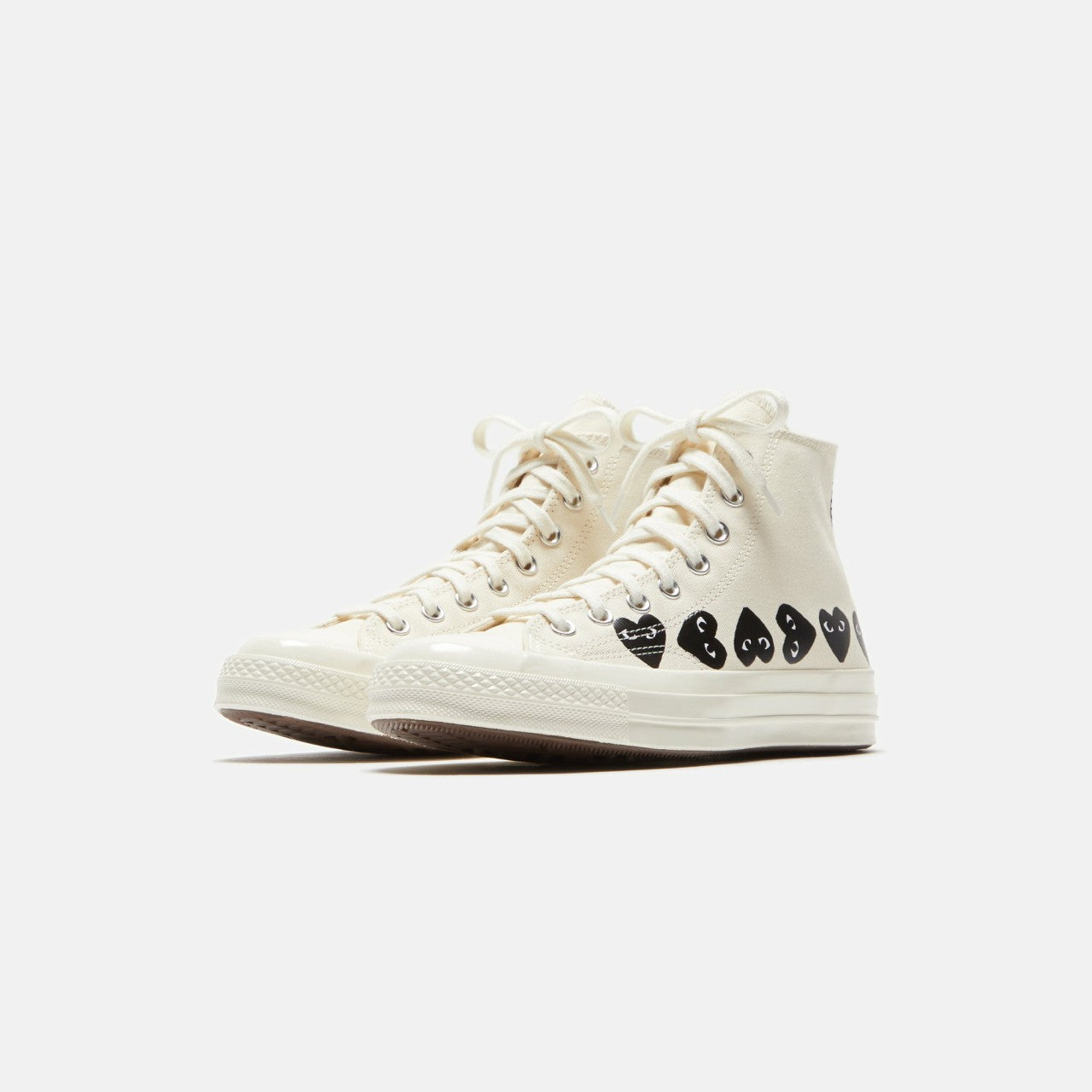 Men Kith Comme Des Garçons Play x Converse Multi Heart High Top - Beige / Black