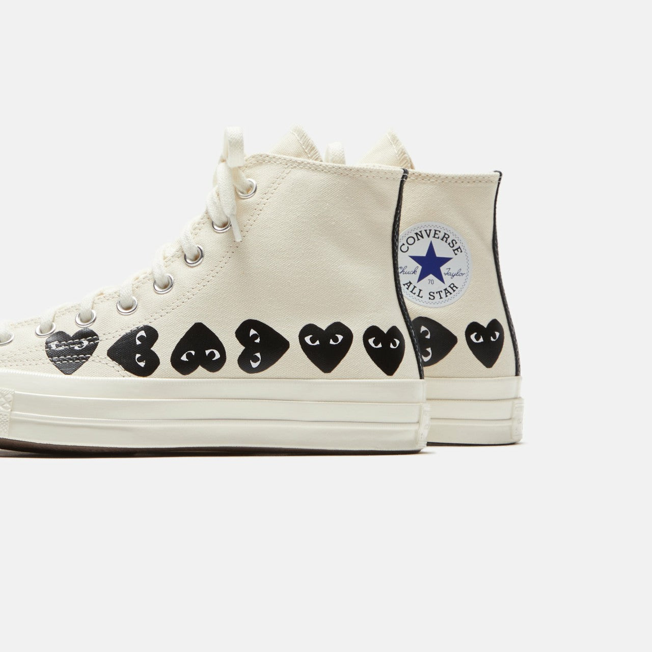 Men Kith Comme Des Garçons Play x Converse Multi Heart High Top - Beige / Black