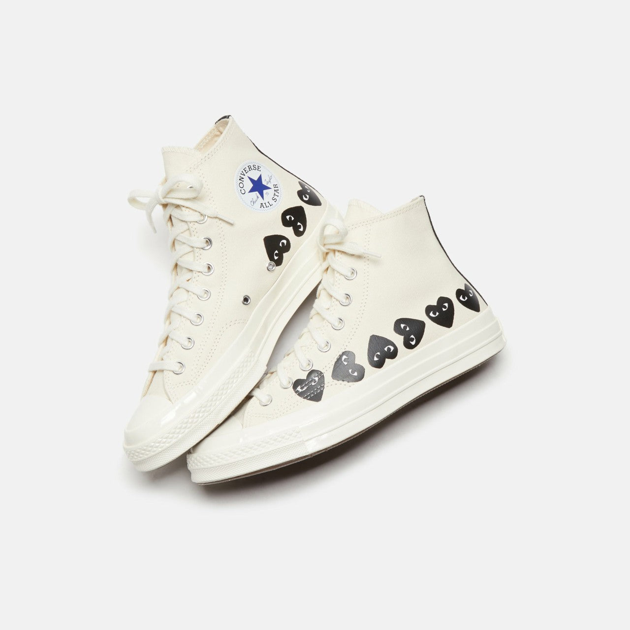 Men Kith Comme Des Garçons Play x Converse Multi Heart High Top - Beige / Black