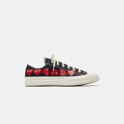 Men Kith Comme Des Garçons Play x Converse Multi Heart Low Top - Black / Red