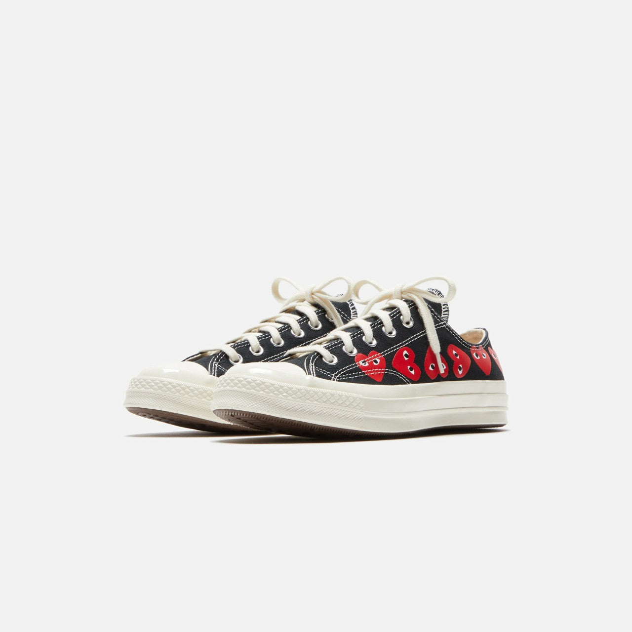 Men Kith Comme Des Garçons Play x Converse Multi Heart Low Top - Black / Red