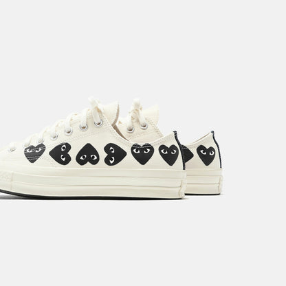 Men Kith Comme Des Garçons Play x Converse Multi Heart Low Top - Beige / Black