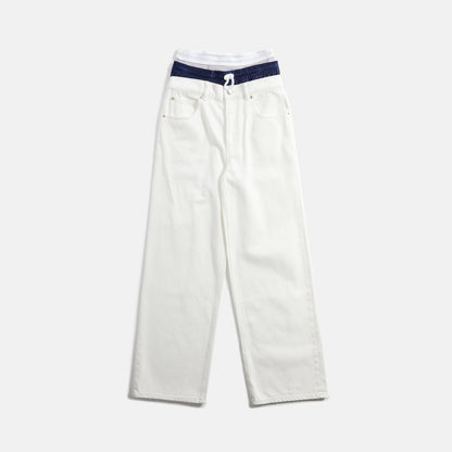 Women Kith T by Alexander Wang Pre-Styled Tri-Layer 5 Pocket Jean - White