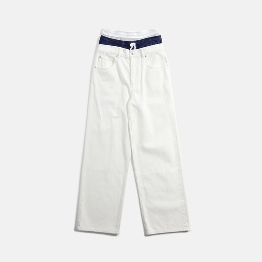 Women Kith T by Alexander Wang Pre-Styled Tri-Layer 5 Pocket Jean - White