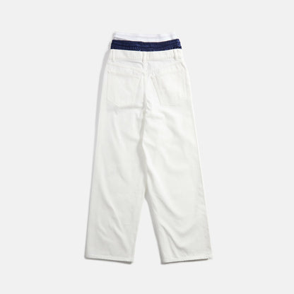 Women Kith T by Alexander Wang Pre-Styled Tri-Layer 5 Pocket Jean - White