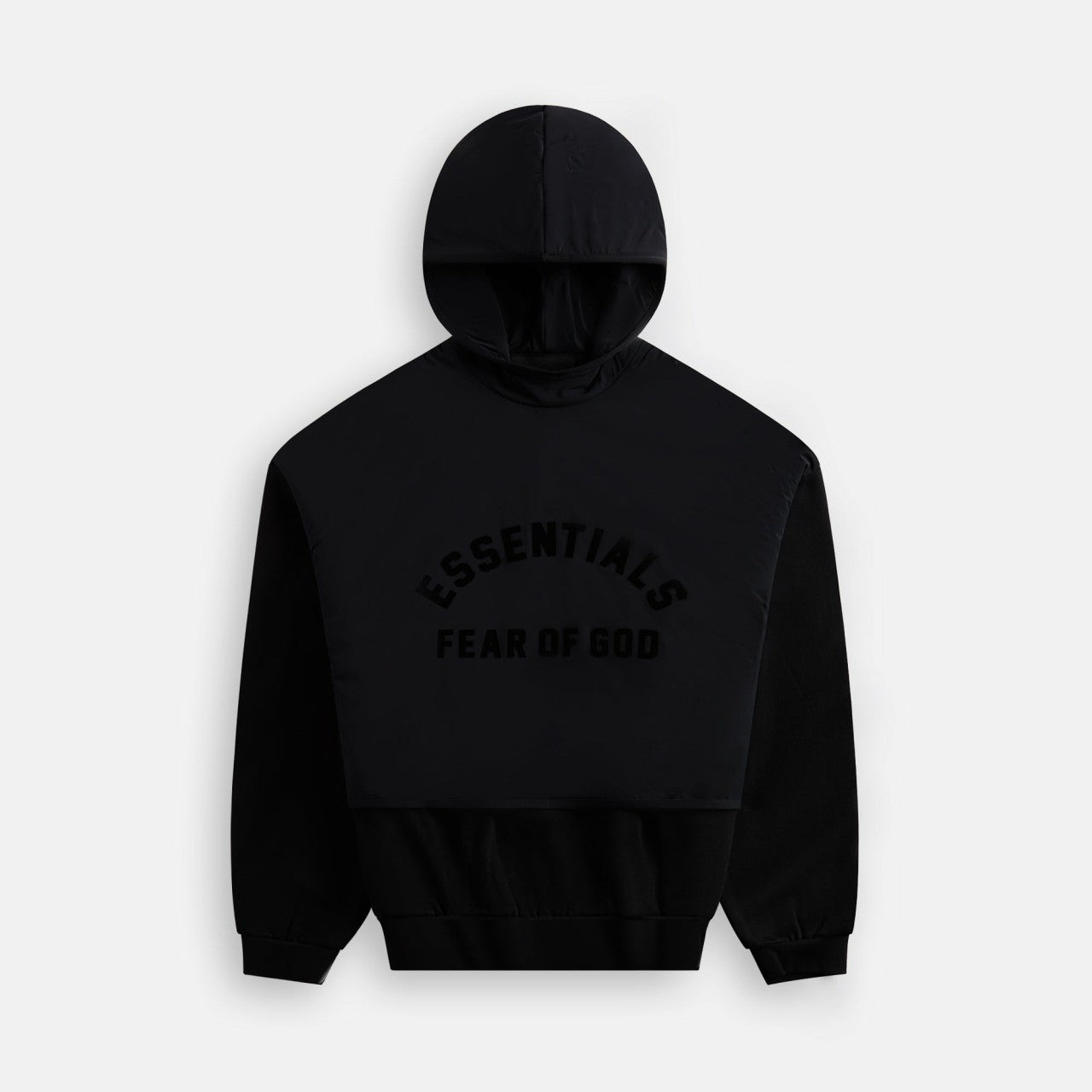 Men Kith Essentials Nylon Fleece Hooded Sweater - Jet Black