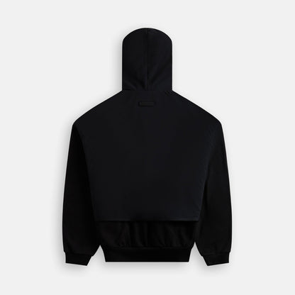 Men Kith Essentials Nylon Fleece Hooded Sweater - Jet Black