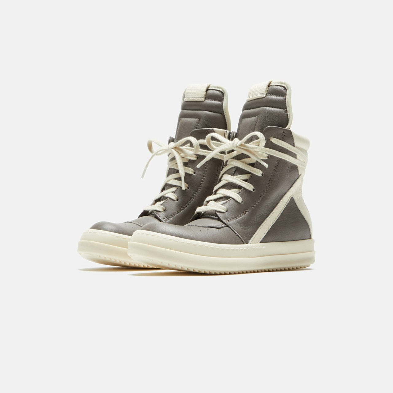 Men|Women|Kids Kith Rick Owens Kids Geobasket - Dust / Milk / Milk Scarpe in Pelle