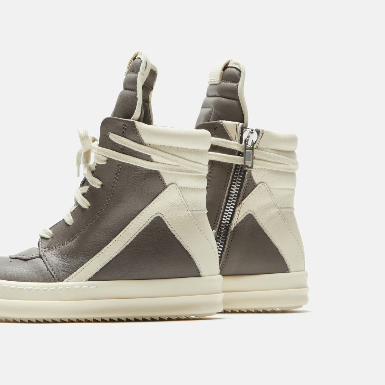Men|Women|Kids Kith Rick Owens Kids Geobasket - Dust / Milk / Milk Scarpe in Pelle