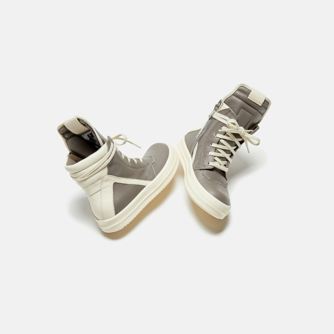 Men|Women|Kids Kith Rick Owens Kids Geobasket - Dust / Milk / Milk Scarpe in Pelle