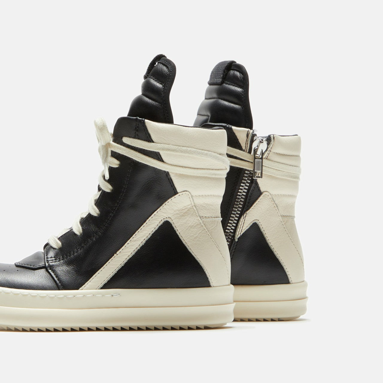 Men|Women|Kids Kith Rick Owens Kids Geobasket - Black / Milk / Milk Scarpe in Pelle