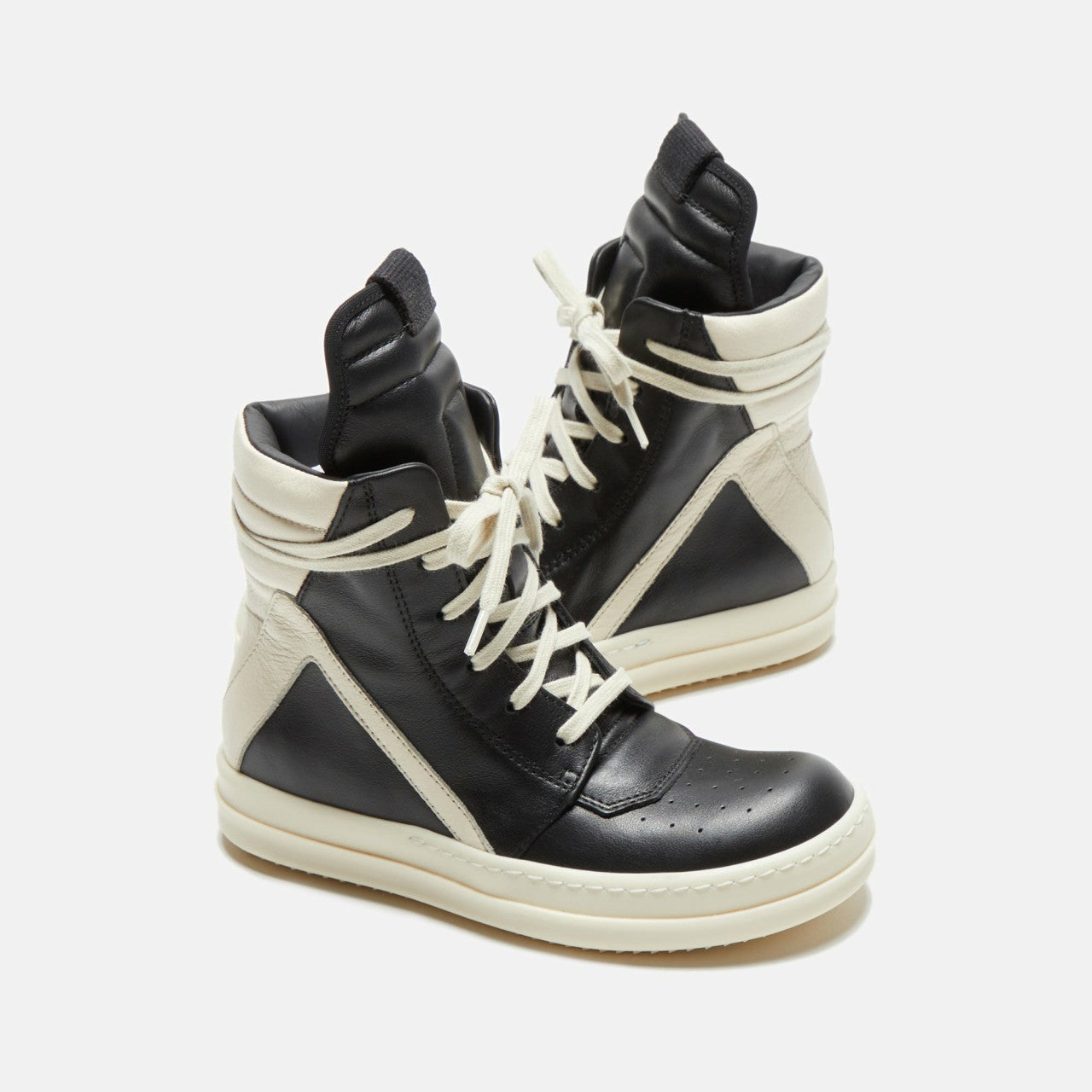 Men|Women|Kids Kith Rick Owens Kids Geobasket - Black / Milk / Milk Scarpe in Pelle