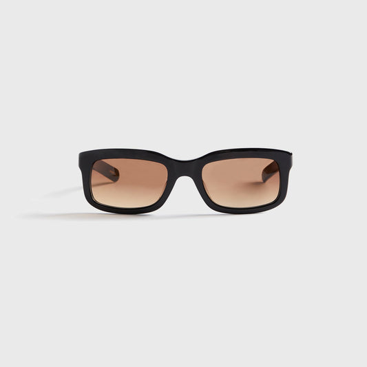 Men Kith Flatlist Palmer Sunglasses - Solid Black / Brown Gradient Lens