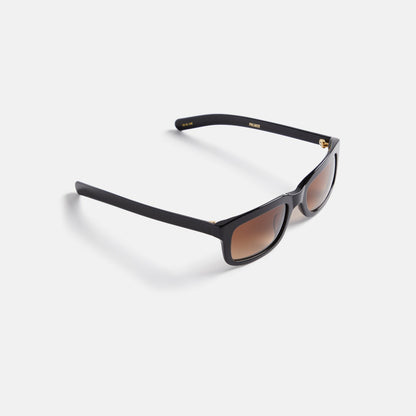 Men Kith Flatlist Palmer Sunglasses - Solid Black / Brown Gradient Lens