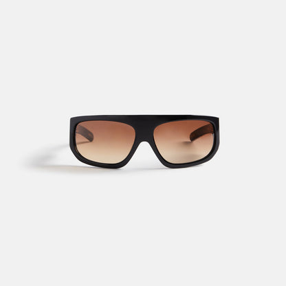 Men Kith Flatlist Farah Sunglasses - Solid Black / Brown Gradient Lens