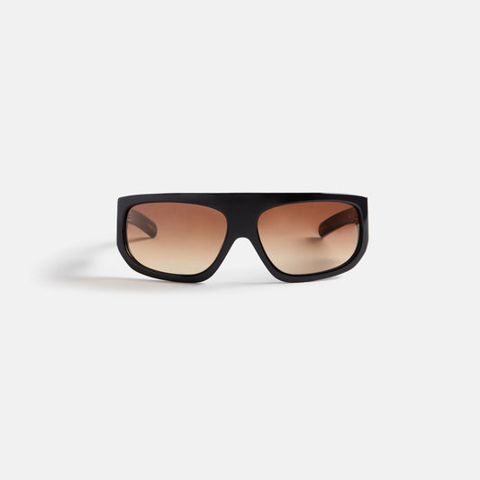 Men Kith Flatlist Farah Sunglasses - Solid Black / Brown Gradient Lens