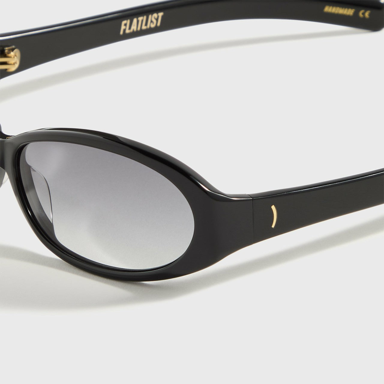 Men Kith Flatlist Opel Sunglasses - Solid Black / Solid Black Lens