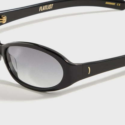 Men Kith Flatlist Opel Sunglasses - Solid Black / Solid Black Lens