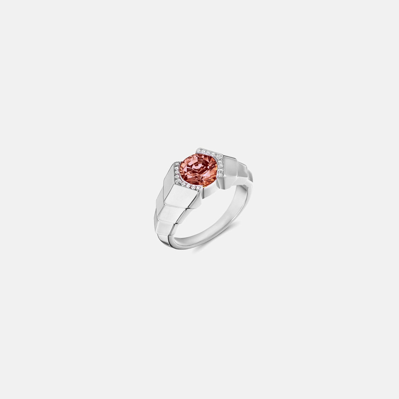 Women Kith VL Cepher Arris Ring in Sterling Silver with Malaya Garnet and Diamond
