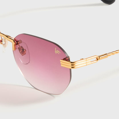 Men Kith Vintage Frames Detroit Player Drill Mount 24KT Gold - Burgundy Gradien