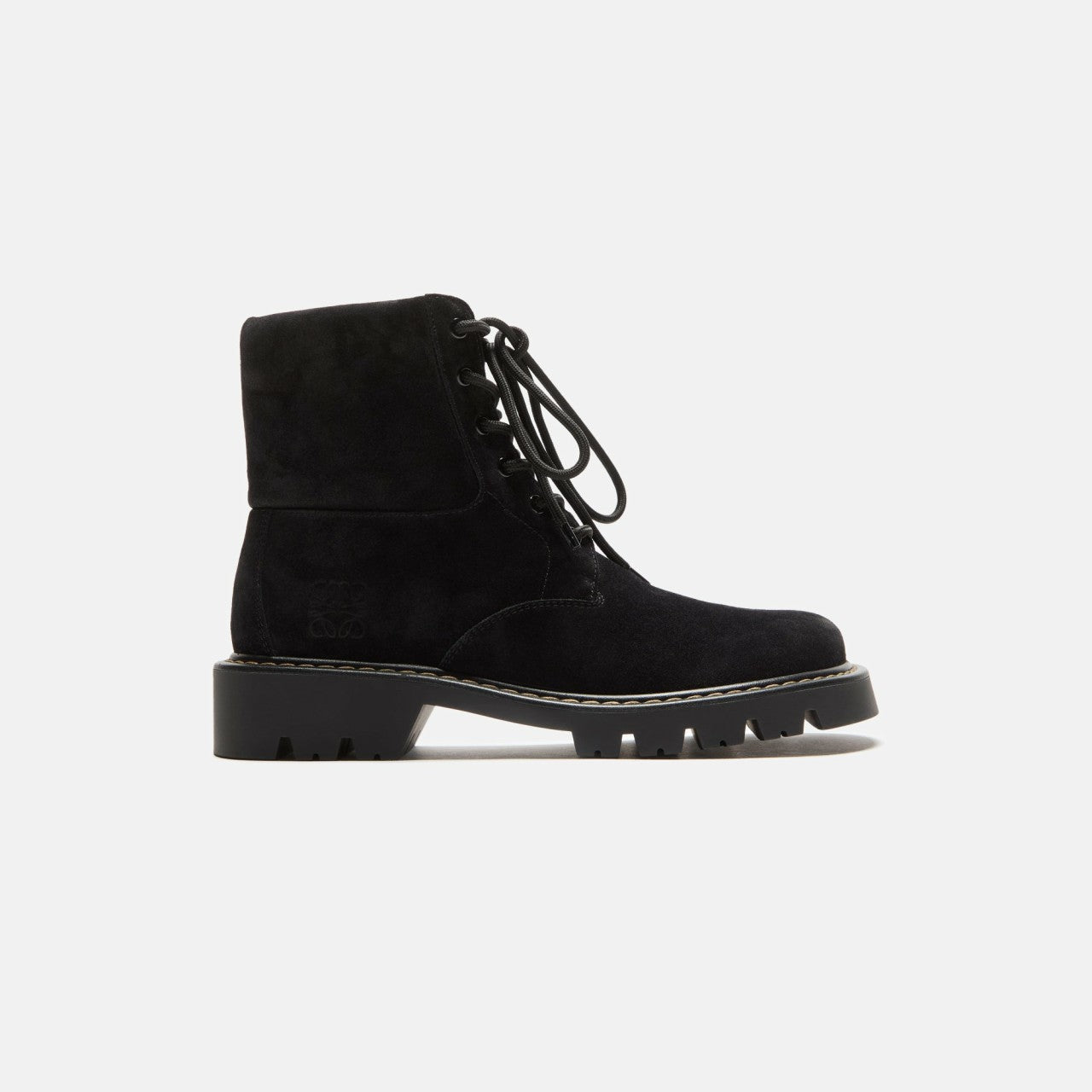 Men Kith Loewe Sierra Combat Ankle Boot - Black / Medium Tabacco