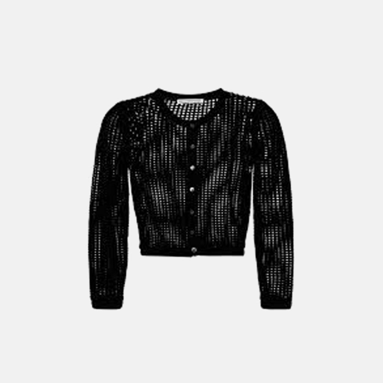 Women Kith T by Alexander Wang Knit Cropped Crewneck Cardigan - Black