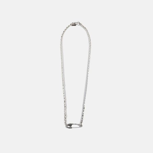 Men Kith Emanuele Bicocchi Arabesque Safety Pin Necklace Large - Silver