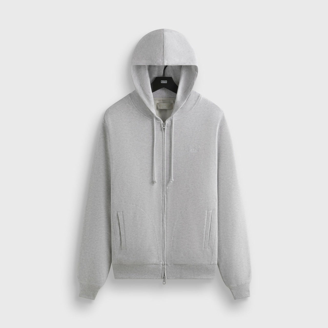 Men Kith Kith Interlock Williams V Full Zip Hoodie - Light Heather Grey