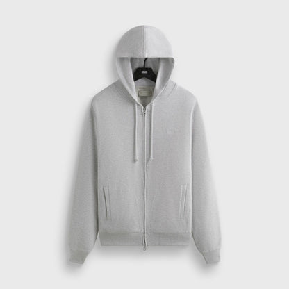 Men Kith Kith Interlock Williams V Full Zip Hoodie - Light Heather Grey