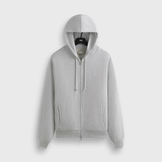 Men Kith Kith Interlock Williams V Full Zip Hoodie - Light Heather Grey