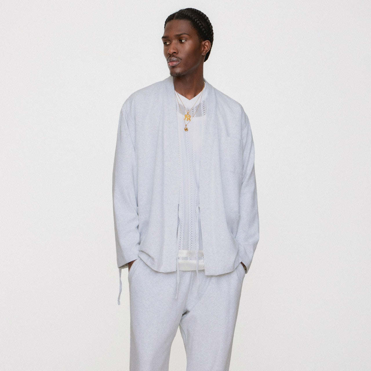 Men Kith Kith Interlock Karter Gi - Light Heather Grey