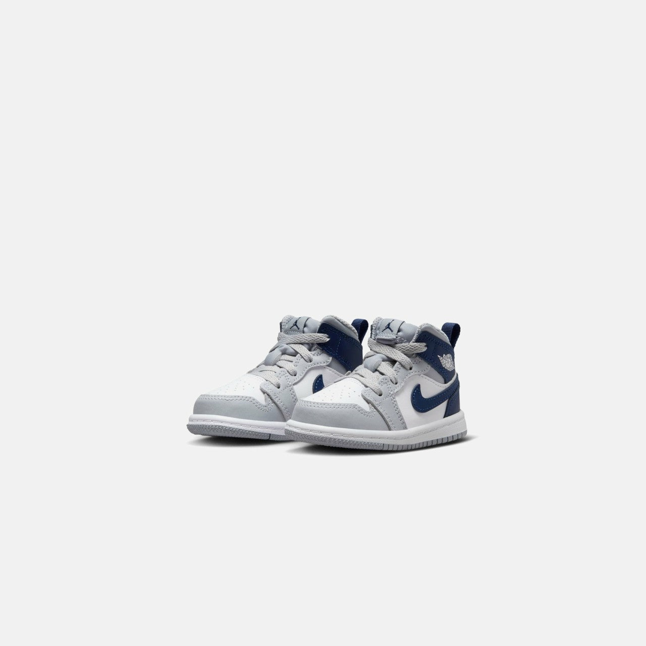 Kids Kith Jordan TD Air Jordan 1 Mid - White / Midnight Navy / Wolf Grey