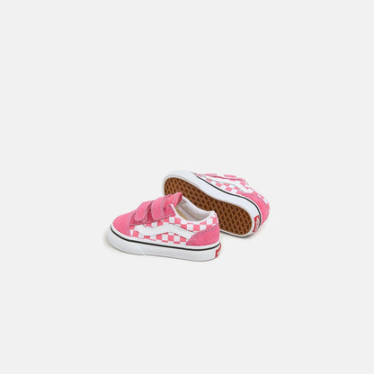 Kids Kith VANS TD Old Skool V Crib - Color Theory / Checkerboard / Honeysuckle
