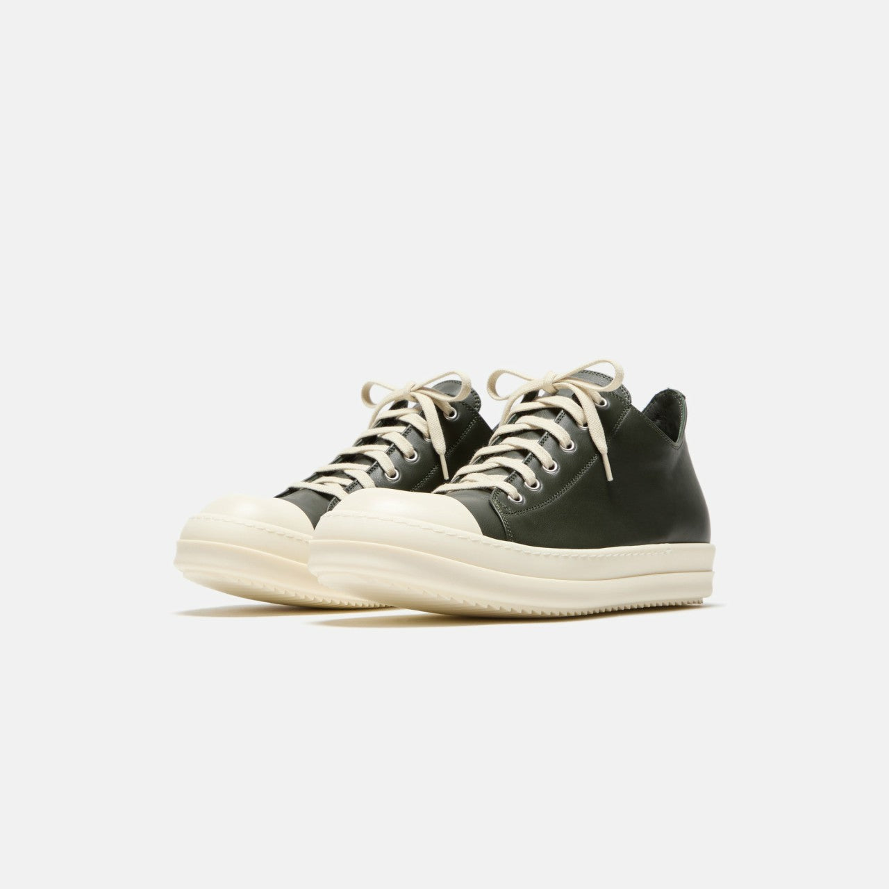 Men Kith Rick Owens Scarpe Leather Sneakers - Forest / Milk