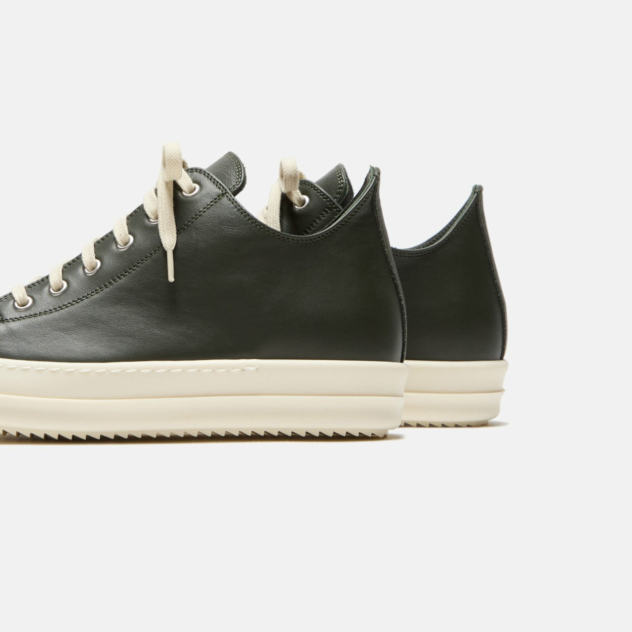 Men Kith Rick Owens Scarpe Leather Sneakers - Forest / Milk