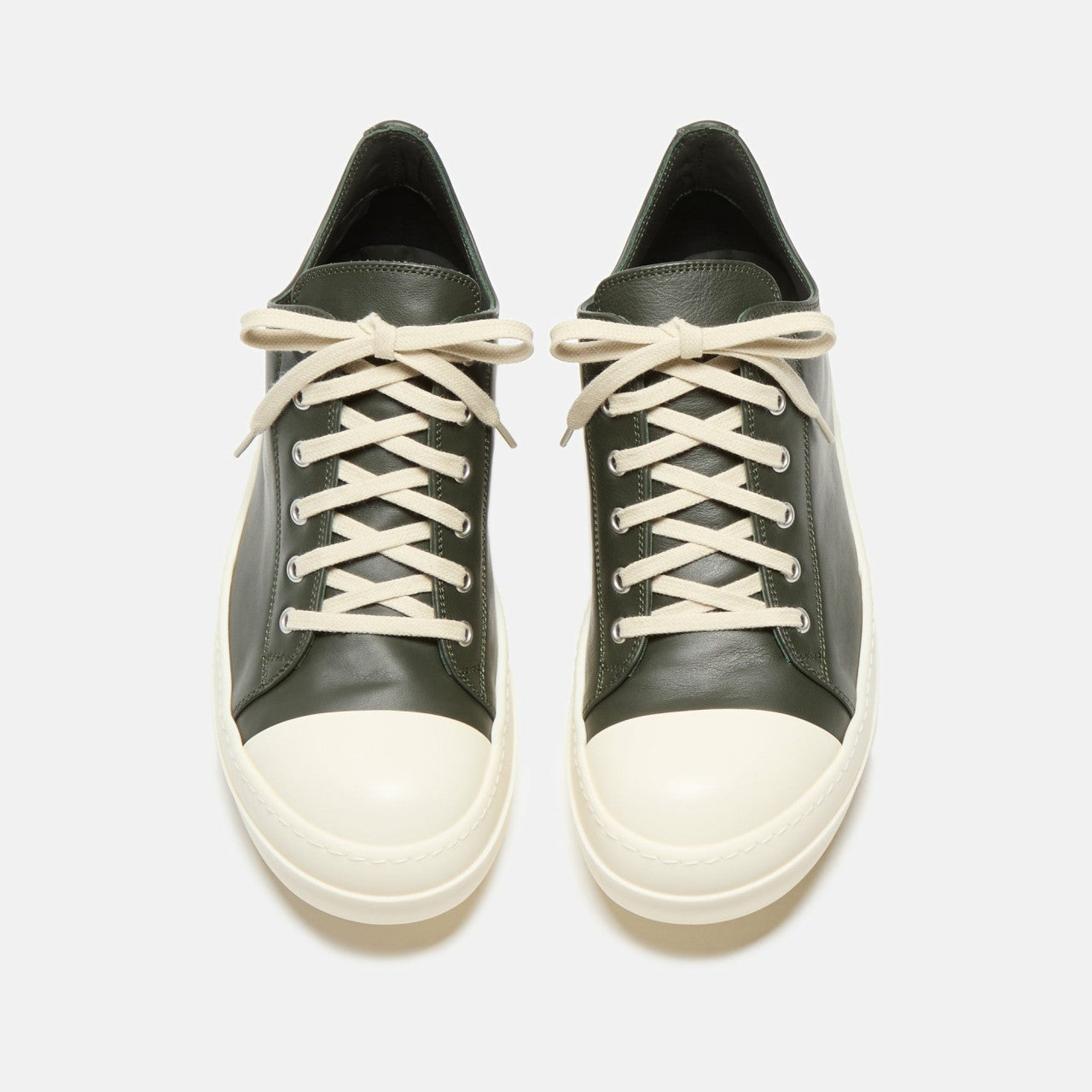Men Kith Rick Owens Scarpe Leather Sneakers - Forest / Milk