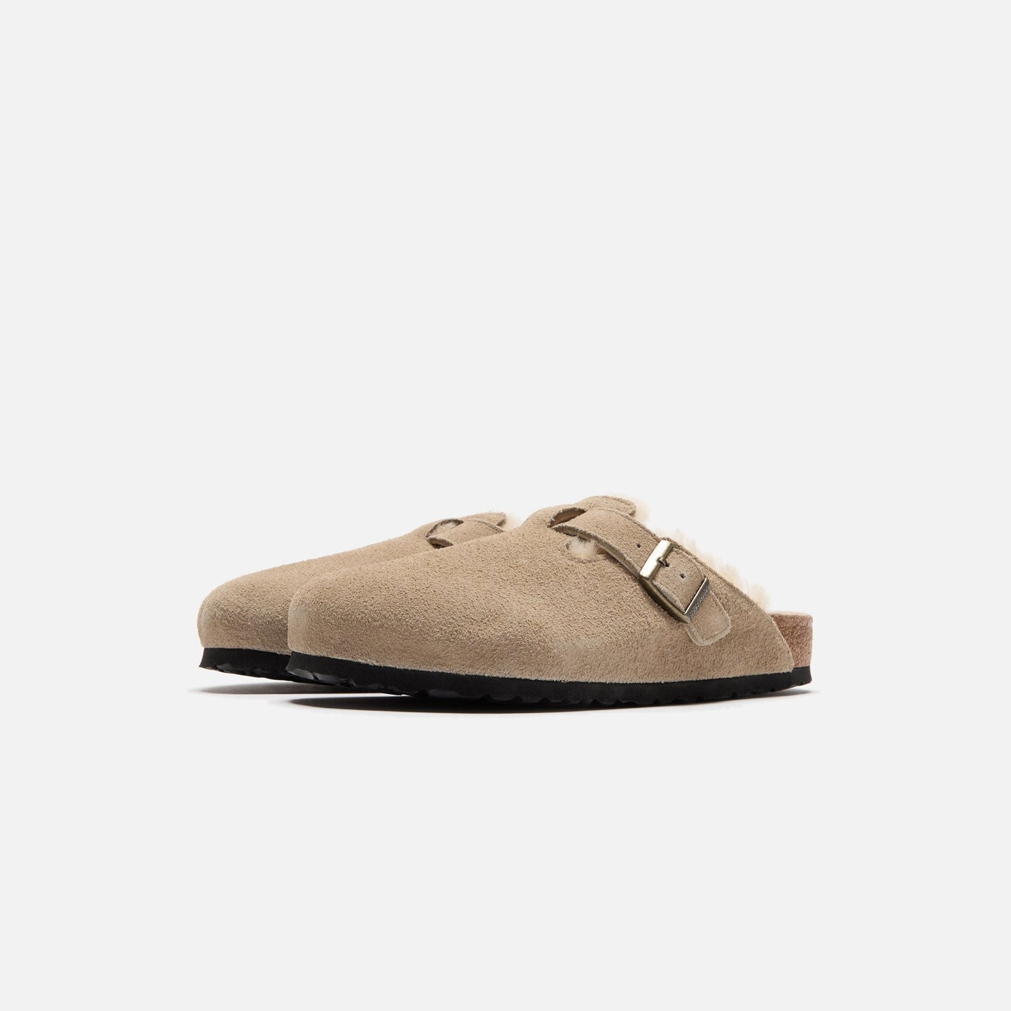 Men Kith Birkenstock Boston Shearling Suede - Taupe / Sandcastle