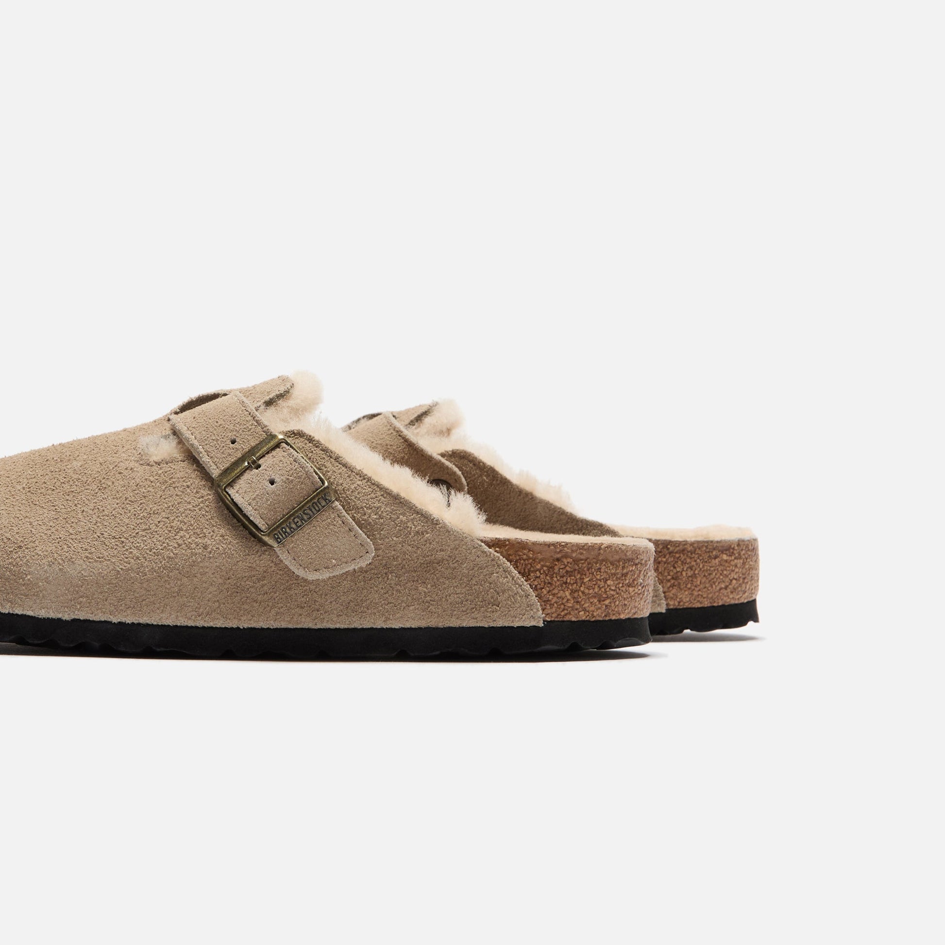Men Kith Birkenstock Boston Shearling Suede - Taupe / Sandcastle