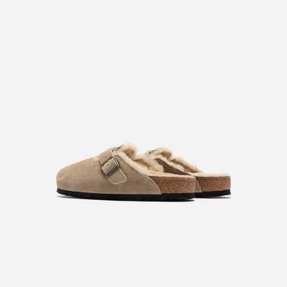 Men Kith Birkenstock Boston Shearling Suede - Taupe / Sandcastle