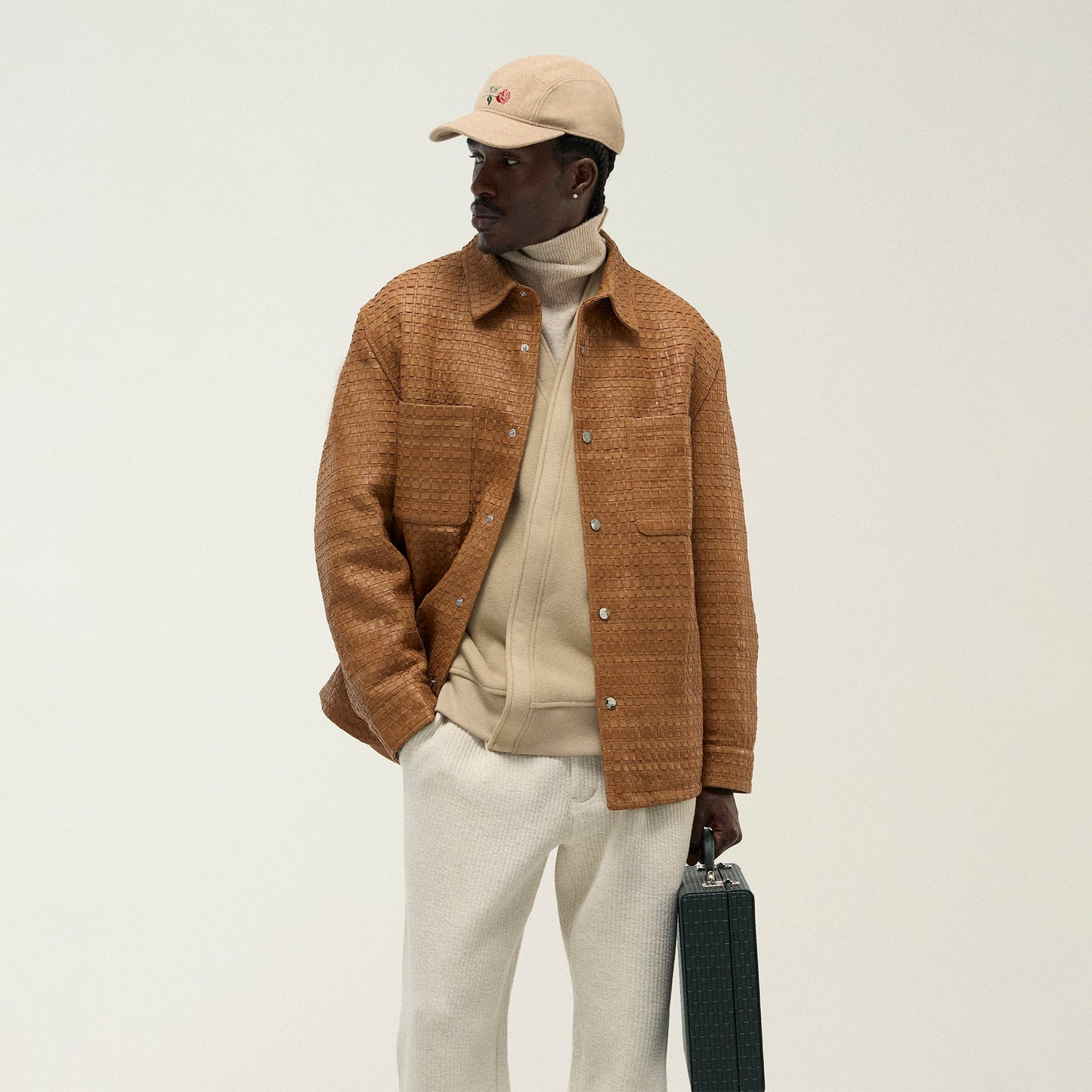 Men Kith &Kin Woven Leather Apollo II Shirt - Tool