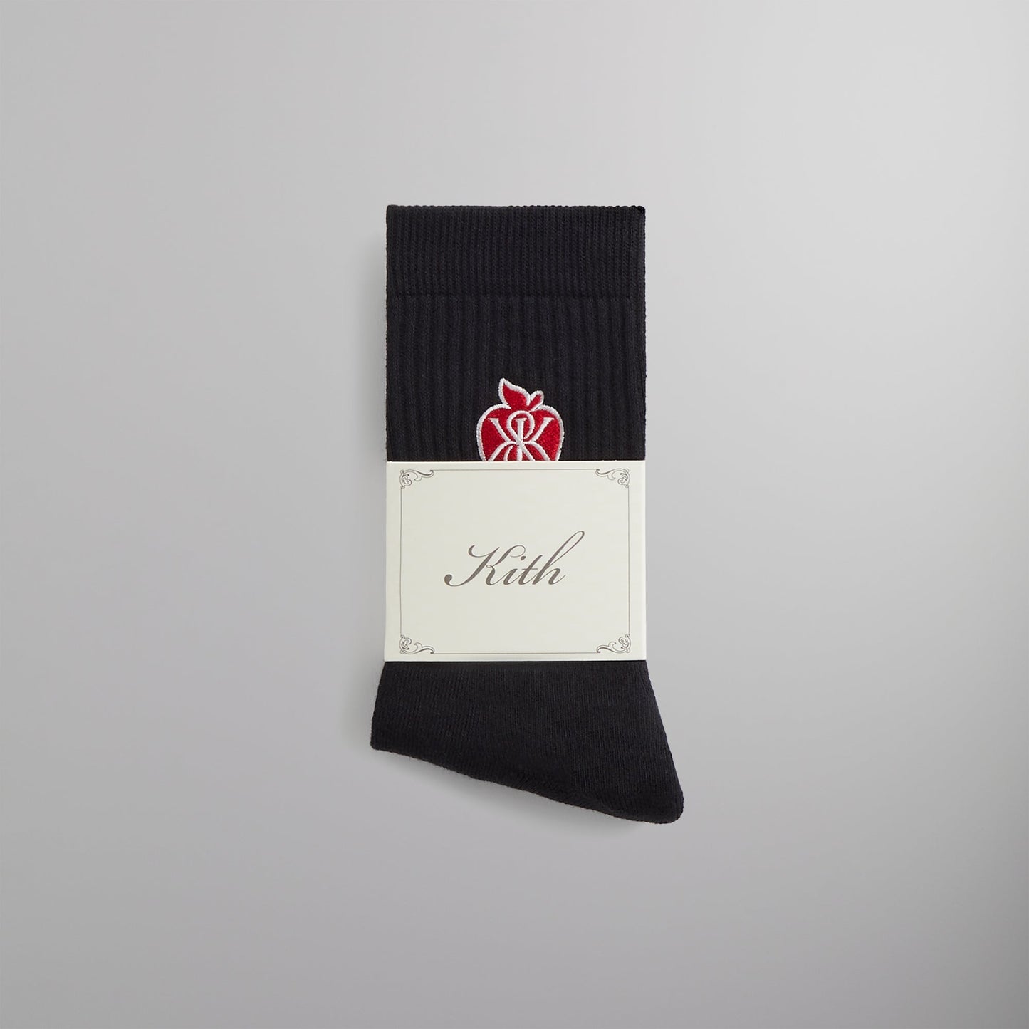 Men Kith Kith Apple Crest Embroidered Socks - Black