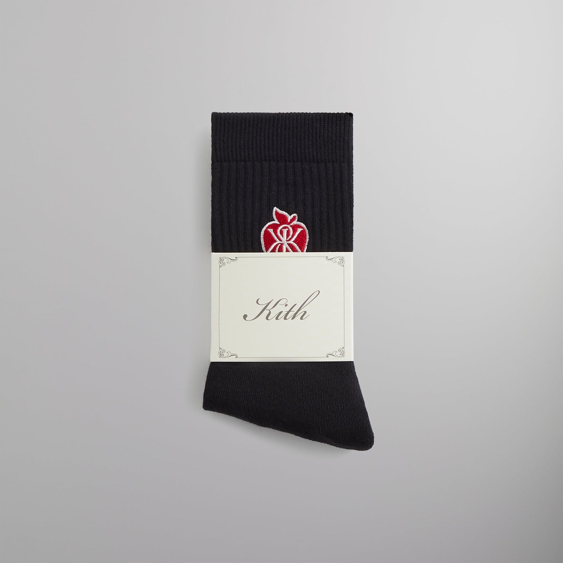 Men Kith Kith Apple Crest Embroidered Socks - Black