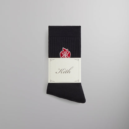 Men Kith Kith Apple Crest Embroidered Socks - Black