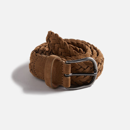 Men Kith Anderson's Suede Woven Belt - Tan