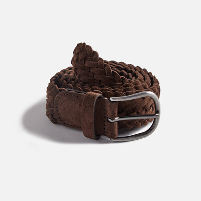 Men Kith Anderson's Suede Woven Belt - Brown