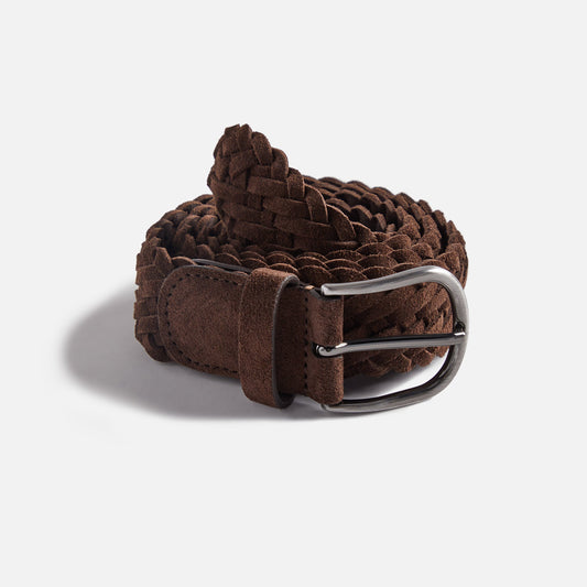 Men Kith Anderson's Suede Woven Belt - Brown