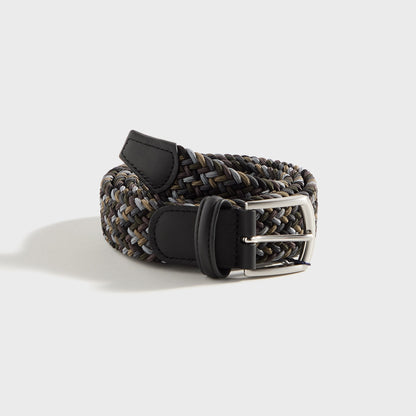 Men Kith Anderson's Woven Leather Belt - Grey / Tan / Brown